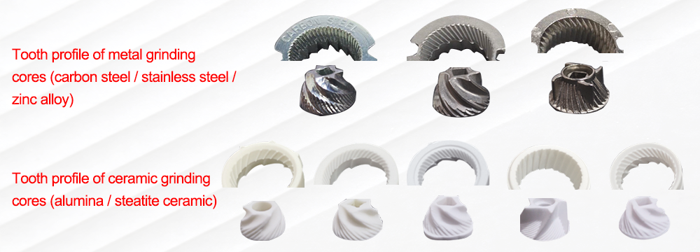 Tooth Profile Comparison Metal Grinding Core vs Ceramic Grinding Core