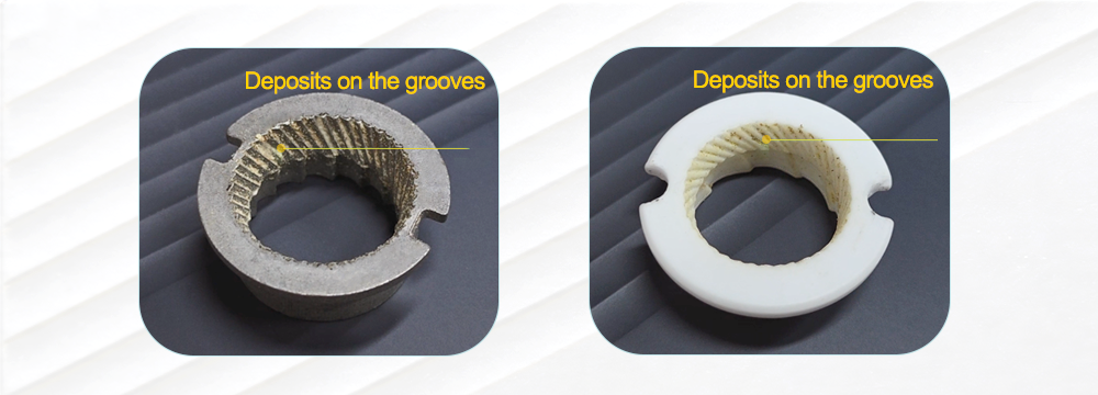 Deposits on the Grooves of the Grinding Core