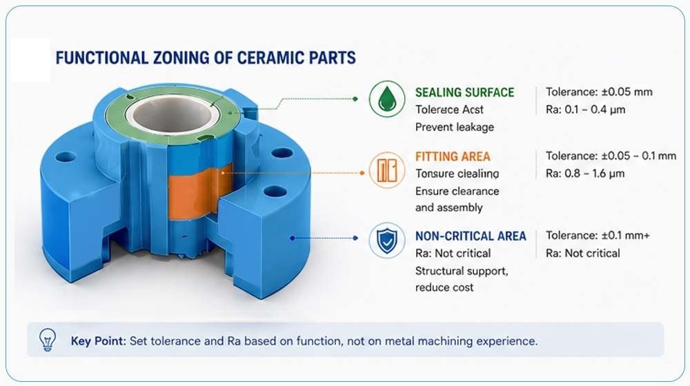 ceramic machining tolerance functional areas