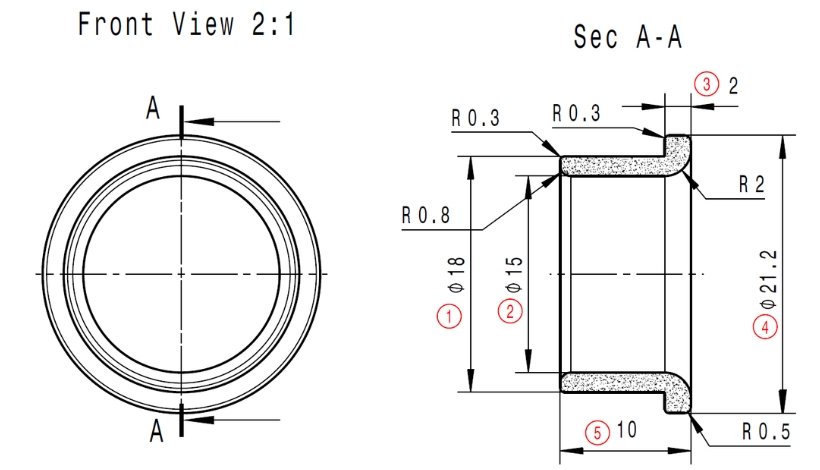 General purpose ceramic eyelet D18x10-drawing