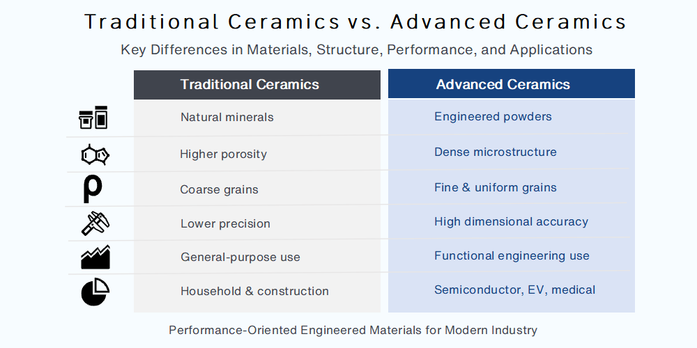 Traditional Ceramics vs Advanced Ceramics