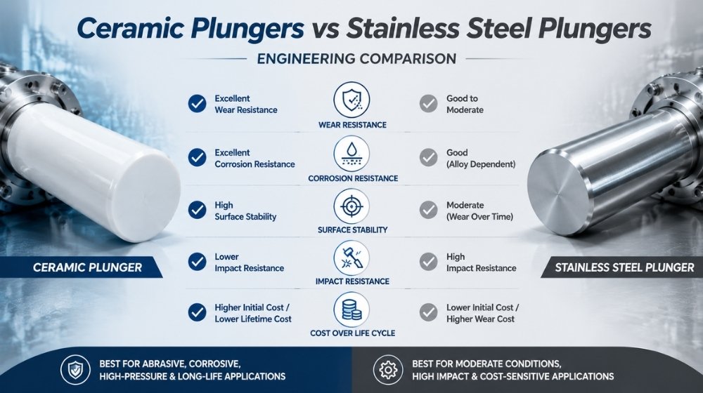 Ceramic Plungers vs Stainless Steel Plungers Engineering Comparison