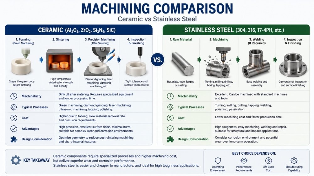 Machining Comparison for ceramic and Stainless steel