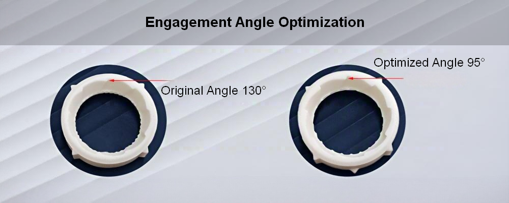 Ceramic burr engagement angle optimization comparison