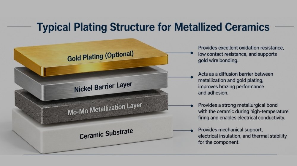 typical plating structure for metallized ceramics
